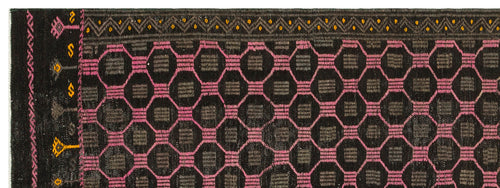 Girit Brown Geometric Wool Handmade Area Rug 3'7" x 9'9"