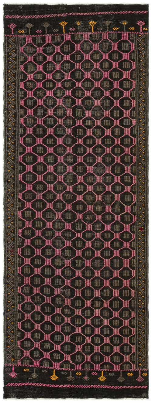 Girit Brown Geometric Wool Handmade Area Rug 3'7" x 9'9"