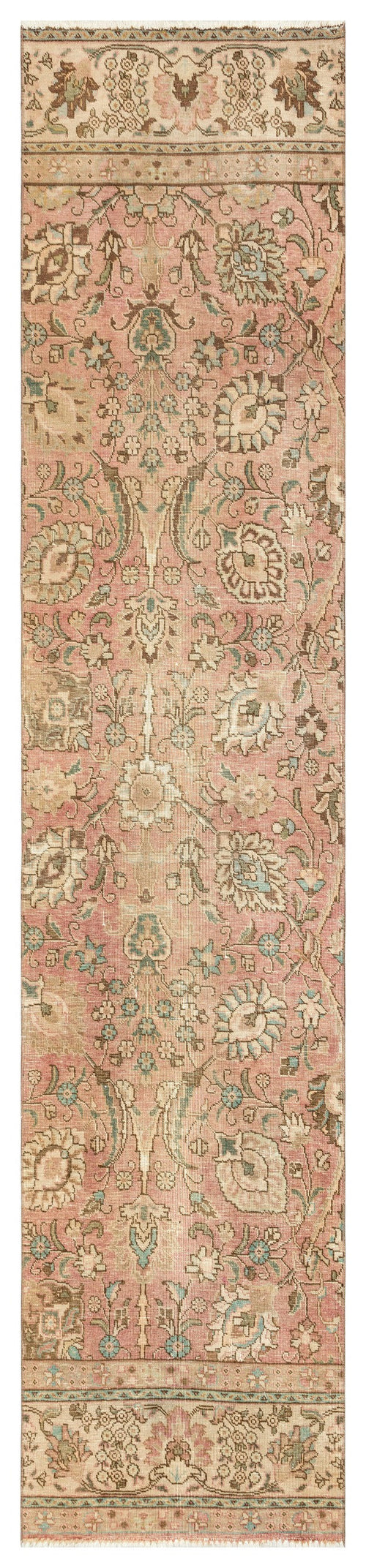 Epir Beige Vintage Wool Handmade Area Rug 2'8" x 12'5"