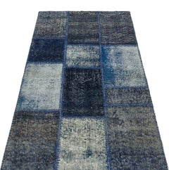 Iskece 36480 Black Patchwork Wool Handmade Area Rug 2'7" x 4'11"