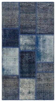 Iskece 36480 Black Patchwork Wool Handmade Area Rug 2'7" x 4'11"