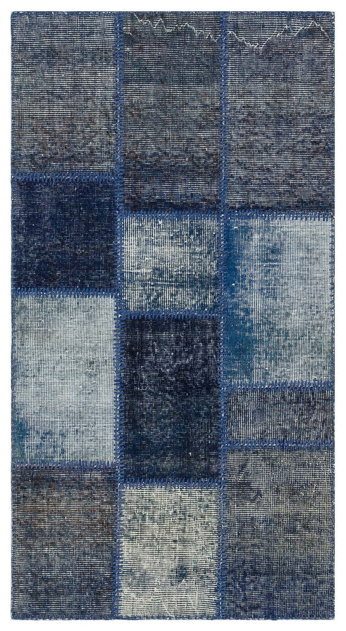 Iskece 36480 Black Patchwork Wool Handmade Area Rug 2'7" x 4'11"