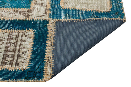 Iskece Turquoise Vintage Wool Handmade Area Rug 5'4" x 8'0"