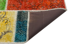 Iskece 36500 Beige Patchwork Wool Handmade Area Rug 5'3" x 7'7"