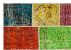 Iskece 36500 Beige Patchwork Wool Handmade Area Rug 5'3" x 7'7"