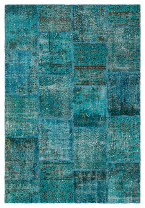 Iskece Turquoise Vintage Wool Handmade Area Rug 5'3" x 7'8"