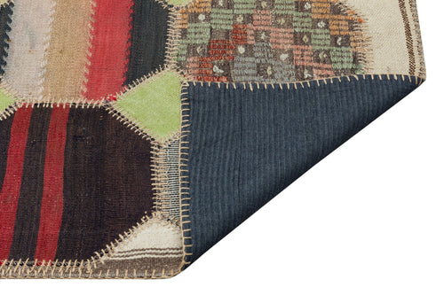 Iskece 36506 Beige Patchwork Wool Handmade Area Rug 5'3" x 7'7"