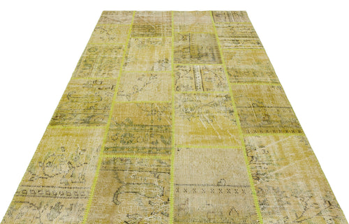 Iskece 36508 Yellow Vintage Wool Handmade Area Rug 5'3" x 7'7"