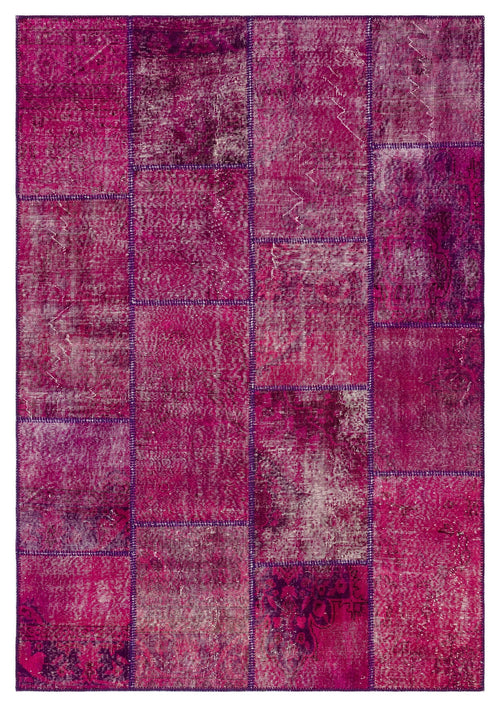 Iskece Pink Vintage Wool Handmade Area Rug 5'3" x 7'7"