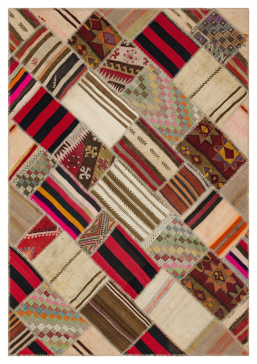 Teselya Beige Vintage Wool Handmade Area Rug 5'3" x 7'7"