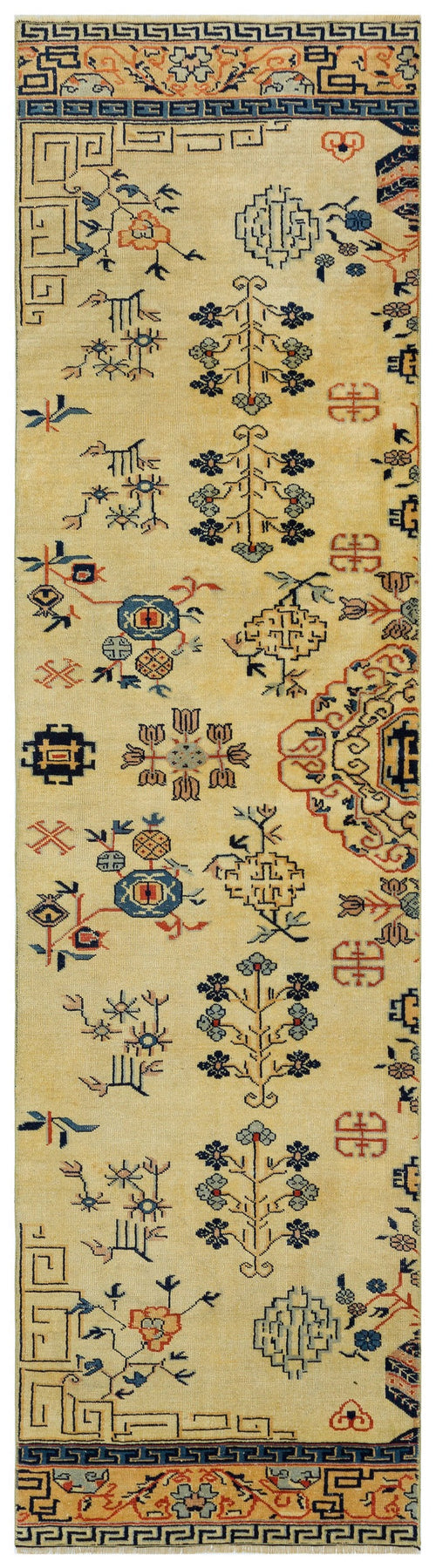 Atina Cream Vintage Wool Handmade Area Rug 2'6" x 9'5"