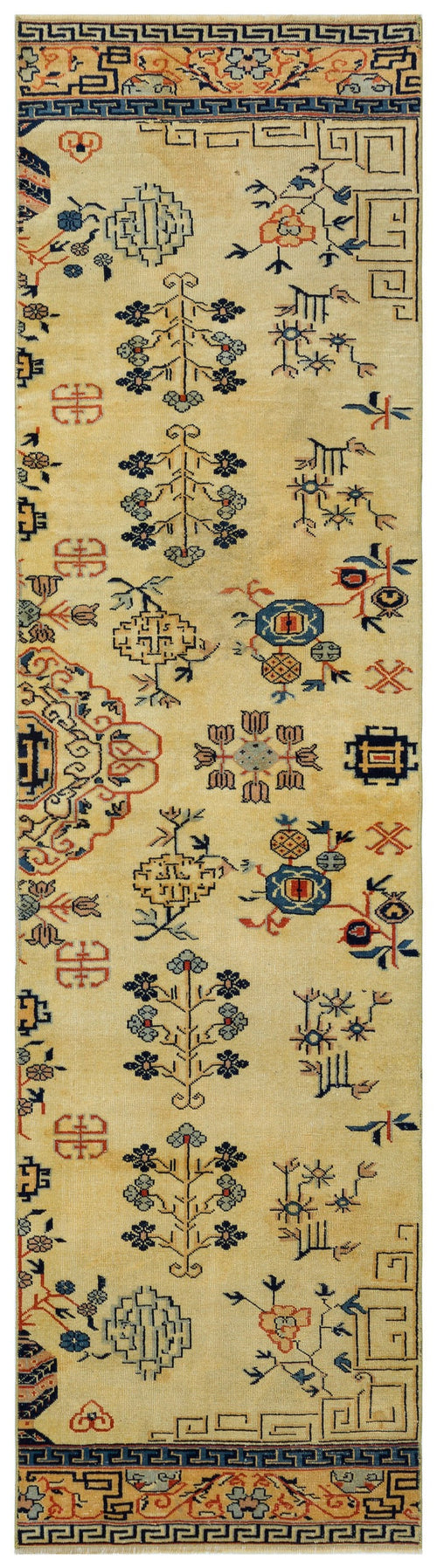 Atina Cream Vintage Wool Handmade Area Rug 2'7" x 9'5"
