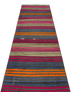 Girit Multy Striped Wool Handmade Area Rug 2'8" x 8'4"