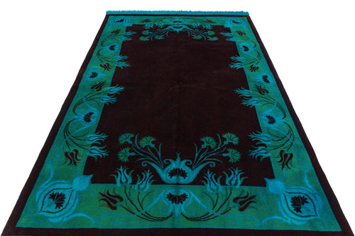 Kavala Green Classic Wool Handmade Area Rug 5'5" x 8'2"