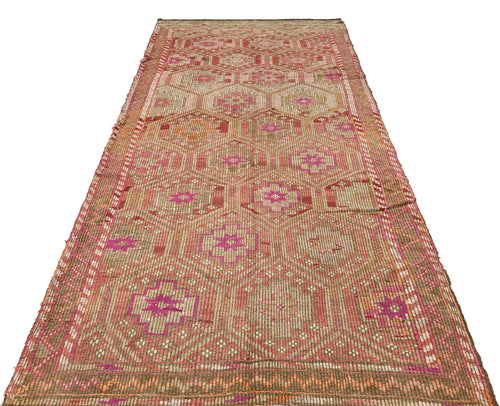 Girit Brown Geometric Wool Handmade Area Rug 5'9" x 9'9"