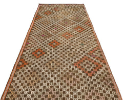 Girit Brown Geometric Wool Handmade Area Rug 4'6" x 9'4"