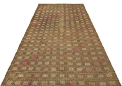 Girit Brown Geometric Wool Handmade Area Rug 5'4" x 9'9"