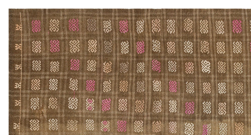 Girit Brown Geometric Wool Handmade Area Rug 5'4" x 9'9"