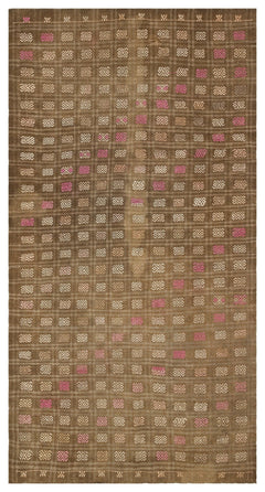 Girit Brown Geometric Wool Handmade Area Rug 5'4" x 9'9"