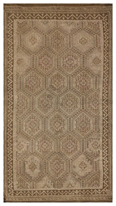 Girit Brown Geometric Wool Handmade Area Rug 5'11" x 9'5"