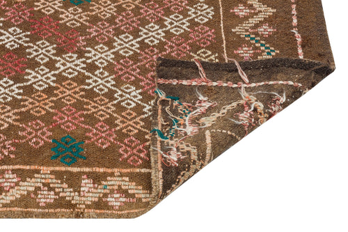 Girit Brown Geometric Wool Handmade Area Rug 5'1" x 10'6"