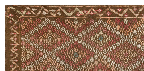 Girit Brown Geometric Wool Handmade Area Rug 5'1" x 10'6"