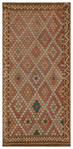 Girit Brown Geometric Wool Handmade Area Rug 5'1" x 10'6"