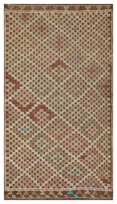 Girit Brown Geometric Wool Handmade Area Rug 4'10" x 8'8"
