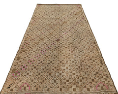 Girit Brown Geometric Wool Handmade Area Rug 5'1" x 9'0"