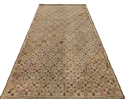 Girit Brown Geometric Wool Handmade Area Rug 5'1" x 9'0"