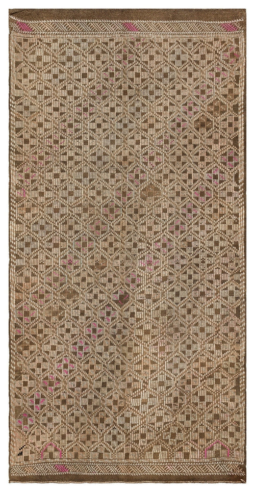 Girit Brown Geometric Wool Handmade Area Rug 5'1" x 9'0"