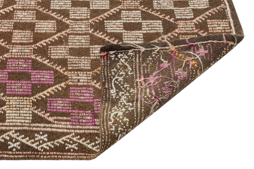 Girit Brown Geometric Wool Handmade Area Rug 5'5" x 9'5"