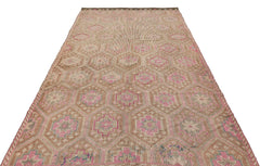 Girit Brown Geometric Wool Handmade Area Rug 6'0" x 9'10"