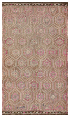 Girit Brown Geometric Wool Handmade Area Rug 6'0" x 9'10"