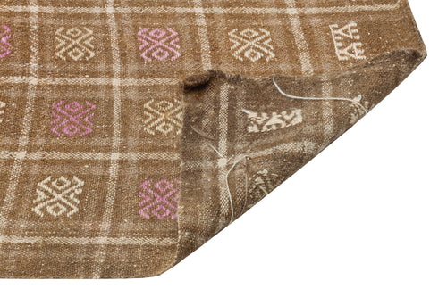 Girit Brown Geometric Wool Handmade Area Rug 5'7" x 9'10"