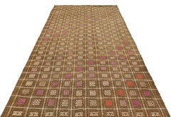 Girit Brown Geometric Wool Handmade Area Rug 5'7" x 9'10"