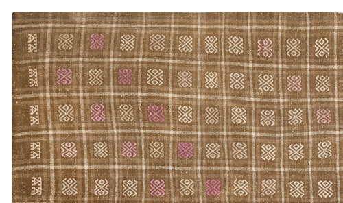 Girit Brown Geometric Wool Handmade Area Rug 5'7" x 9'10"