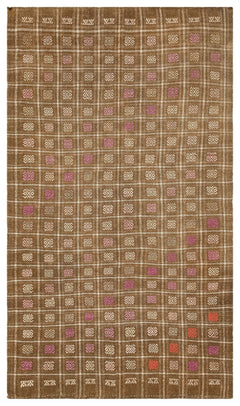 Girit Brown Geometric Wool Handmade Area Rug 5'7" x 9'10"