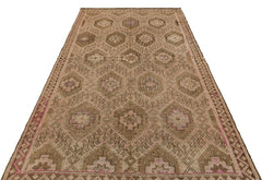 Girit Brown Geometric Wool Handmade Area Rug 5'5" x 9'5"