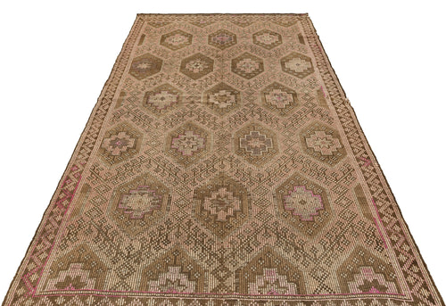 Girit Brown Geometric Wool Handmade Area Rug 5'5" x 9'5"