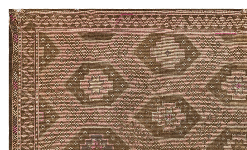 Girit Brown Geometric Wool Handmade Area Rug 5'5" x 9'5"