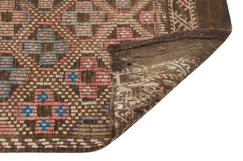 Girit Brown Geometric Wool Handmade Area Rug 5'3" x 9'9"