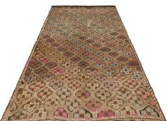 Girit Brown Geometric Wool Handmade Area Rug 5'3" x 9'9"