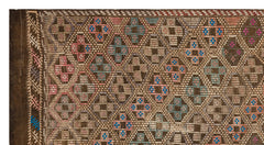 Girit Brown Geometric Wool Handmade Area Rug 5'3" x 9'9"