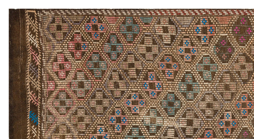 Girit Brown Geometric Wool Handmade Area Rug 5'3" x 9'9"