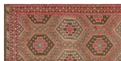 Girit Brown Geometric Wool Handmade Area Rug 4'11" x 10'0"