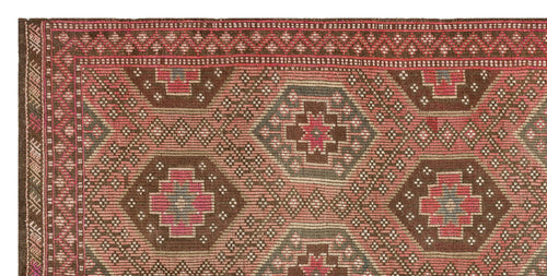 Girit Brown Geometric Wool Handmade Area Rug 4'11" x 10'0"