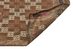 Girit Brown Geometric Wool Handmade Area Rug 5'5" x 8'6"