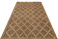 Girit Brown Geometric Wool Handmade Area Rug 5'5" x 8'6"