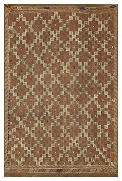 Girit Brown Geometric Wool Handmade Area Rug 5'5" x 8'6"